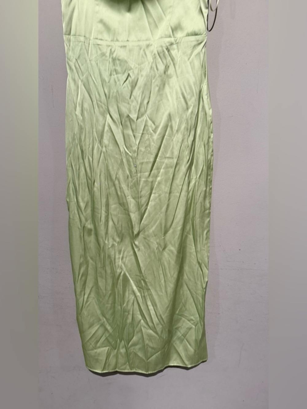 Abercrombie & Fitch Strapless Lime Green Satin Midi Dress - Picture 4 of 10